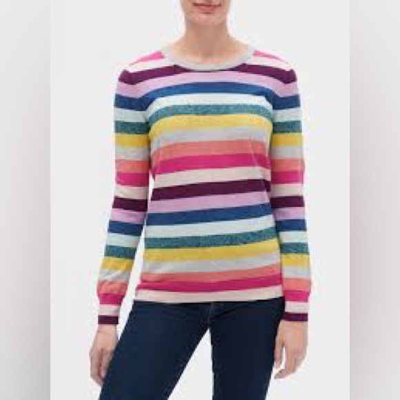 Gap Crazy Stripe Crewneck Sweater Rainbow L - Picture 1 of 6